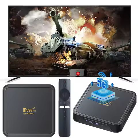 TV98 PRO ATV H313 Android 14.0 Smart TV Box 8K Quad Core 2.4G/5G Dual WiFi Voice Remote BT Media Pla