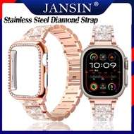 สาย + เคส สำหรับ iWatch Series 9 8 7 6 5 4 3 SE 2 45mm 41mm 44mm 40mm 42mm 38mm Women Lady Diamond ส