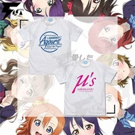 Love Live Sunshine Aqours Liella μ's Print T-shirt Cotton Summer Tops Short Sleeve Tee for Men