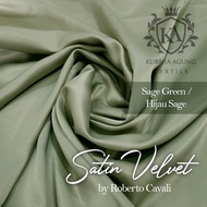 Kain Satin Velvet Silk by Roberto Cavali SAGE GREEN HOT Satin Bridesmaid Bahan Puring Gaun Meter dan