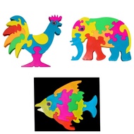 PUZZLE TOY IN CHICKEN, ELEPHANT & FISH SHAPE /-ANIMAL SHAPE JIGSAW / PUZZLE IN ANIMAL SHAPE