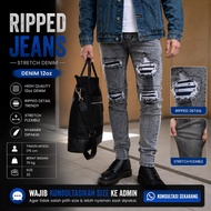 Weird Jeans - Silver Grey - Celana Jeans Denim Pria Skinny Slim Fit Strech Ripped
