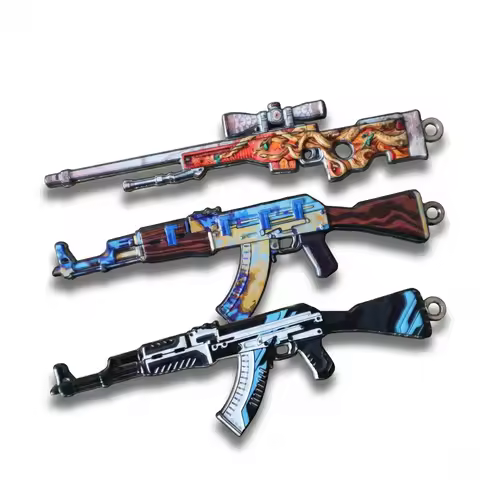CSGO CS2 8cm AWP Desert Hydra AK-47 Vulcan Case Hardened Metal Double-Sided Engraved Keychain Backpa