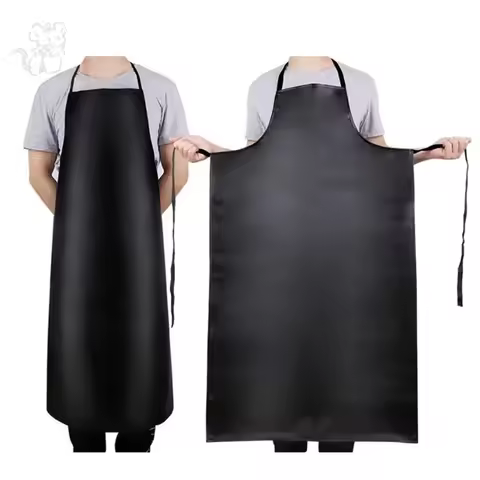 PU Leather Waterproof Heavy Duty Bib Work Apron Kitchen Dishwashing Butcher Cleaning Workshop Fisher