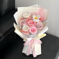 Pink Tone Scented Wax Flower Bouquet of 7 ELWYN SHOP