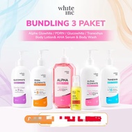 BUNDLING 3 WHITE INC ALPHA GLOWHITE  PDRN GLUCOWHITE TRANEXHYA BODY LOTION+AHA BODY SERUM