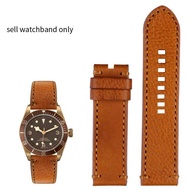 Vintage Watchband for Tudor Black Bay Bronze Little Red Flower Black Shield Men's Genuine Leather Watch Strap Accessories 22mm
