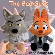 The Bad Guys 2 Plush Toys, Bad Guys Mr. Wolf Diane Foxington Wolf Fox Soft Stuffed Doll Toys Pillow 