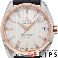 歐米茄海馬系列Aqua Terra 150米同軸腕錶，38.5毫米錶徑，型號231.23.39.21.02.001，原廠錶盒和保固卡，18K金/精鋼/皮革錶帶，男士腕錶，白色拋光，成色極佳。 [二手]