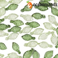 OCEANMAPDZ Green Transparent Leaf Shape Beads, Leaf Shape Transparent Green Acrylic Leaf Beads, DIY 