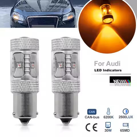 For Audi A2 8Z0 A38P1 Sedan A4 Convertible 8G7 Avant B8 LED Amber Turn Signal Light Canbus Front Ind