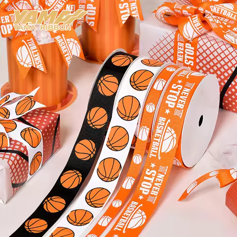 YAMA 10Yard(9M)/lot Basketball Grosgrain Ribbon 9MM/22MM(3/8Inch, 7/8inch for DIY Bow Bake Boxes Pac
