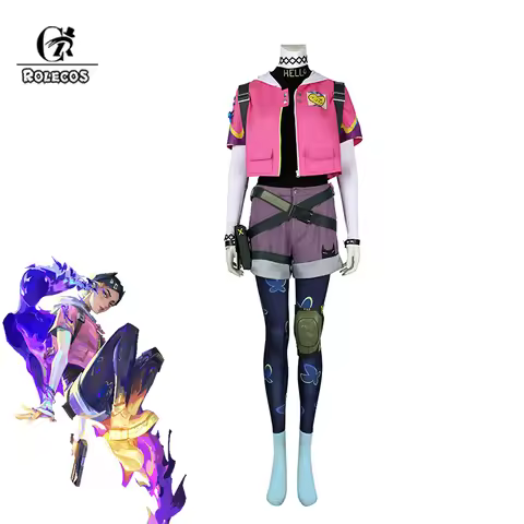ROLECOS Clove Cosplay Costume Game Valorant Clove Immortal Cosplay Costume Women Combat Uniform Hall