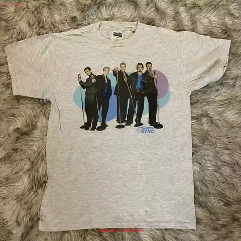 1998 NSYNC Boy Band T Shirt Size Medium Justin Timberlake Youth vintage Washed streetwear Soft graph