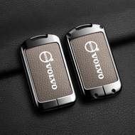 Zinc Alloy Goatskin Genuine Leather Car Smart Key Fob Cover Case Shell Holder Keychain Accessories C