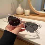 Retro Cat Eye Sunglasses, UV400 Protection, Small Tinted Transparent Frame, Unisex for Beach & Outdo