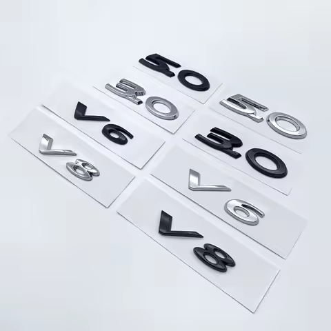 3D Letters Numbers 3.0 5.0 V6 V8 Chrome Black Logo Rear Trunk Car Stickers Emblem Badge For XE XF XJ