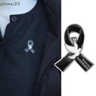 QINMEI Funeral Ribbon Badge Brooch, Melanoma Cancer Breast Cancer Black Ribbon Pin, Sweet Lapel Pin 