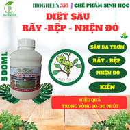 Thuốc trừ sâu sinh học thế hệ mới BIOGREEN 555 chai 500ml trị các loại sâu rệp bọ kiến nhện đỏ côn t