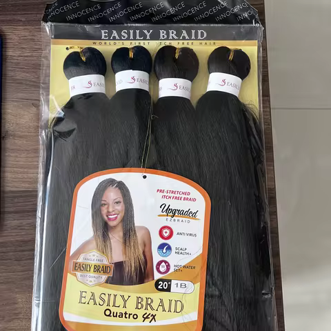 4X Easy Braid 20Inch Synthetic Yaki Texture Professional Braiding Hair Hot Water Setting with packag