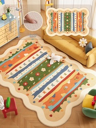 ZHIBAIJIA | Dopamine Colorful Retro Ethnic Style Waterproof Carpet