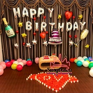 Birthday decoration package, silver happy birthday decoration