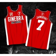 FREE CUSTOMIZE OF NAME AND NUMBER  PBA Jersey GINEBRA SAN MIGUEL JAWORSKI 7 PBA RETRO JERSEY  Full S