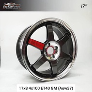 (AOW37) NEW SPORT RIMS LIGHT WHEELS AOW FLOW FORMING 17 INCH 17X8 4X100 ET40 GM READY STOCK SPORT RIM