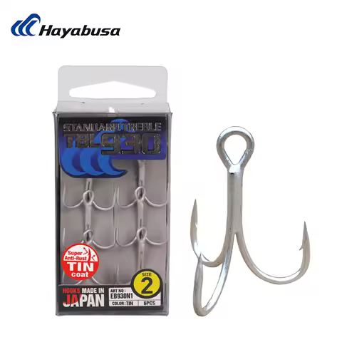 Genuine HAYABUSA EB930N Sharp Triple Prong Treble Hook - High Carbon Steel Anti-Corrosion for Fresh/