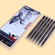 6pcs Woodless Graphite Pencils Set HB-2B-4B-6B-8B-EE Grades Full-Graphite Art Pencils for Sketching,
