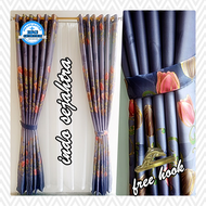 Gorden Pintu Kamar Tidur 1 Pintu Mewah Motif Bunga Tulip