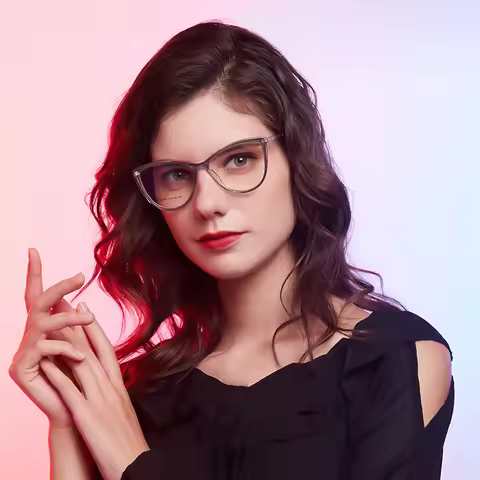 YIMARUILI Fashion Trend Women's Cat Eye Glasses Ultra Light Blue Light Blocking Optical Prescription