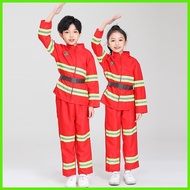 ◬ Fireman Costume for Kids Boys Girls Halloween Cosplay Performance Firefighter Career Uniform Suit