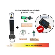 10L Steel Medical Oxygen Cylinder FULL SET c/w Regulator, Trolley, Humidifier bottle, Nasal or Mask 