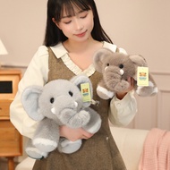 Cute Elephant Plush Toy Soft Fluffy Stuffed Animal Doll Gray Brown Elephant Plushie Birthday Gift