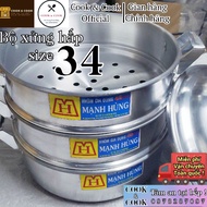 Manh Hung 2 aluminum dumpling and sticky rice steamer set, size 34 cm, 3-layer sticky rice steamer, 