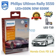 Philips Car Headlight Bulb Rally 3550 LED 50W 9000lm Honda Civic FD 1.8 T10