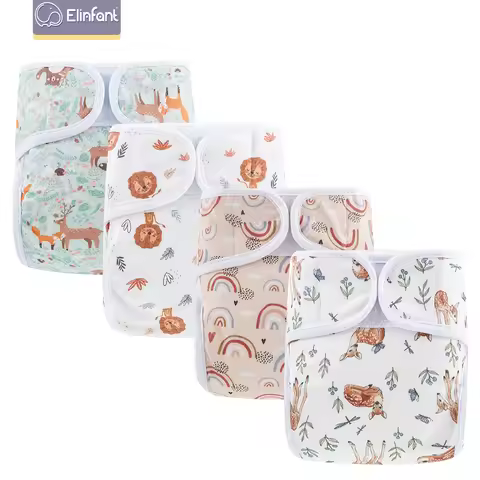 Elinfant 1PCS magic tape waterproof cotton cloth diaper fashion print for 5-30 pounds washable reusa