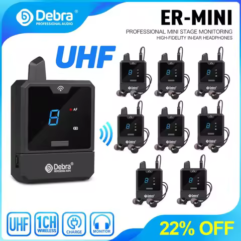 Debra UHF IEM Protable Wireless In-Ear Monitor System Audio-Mini UHF Rechargeable for Music Audio Mo
