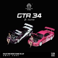TimeMicro 1:64 GTR34 Blue Pink/Purple Car Open Cover Model Car  for Collection & Display & Gift