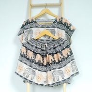 ONE SET OF SHORT SET OF RAYON PAJAMA SLEEVE WITH ELEPHANT MOTIF