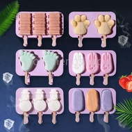 Cute Cartoon Ice Cream Mold Silicone Popsicle Mold Reusable Ice Pop Mould With Lid DIY Homemade Ice 