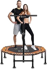 CLORIS Foldable Fitness Trampoline Mini, Portable 50" Load 400 lbs Trampoline with Adjustable Handle Exercise Rebounder for Indoor/Garden/Workout with Knee Pad