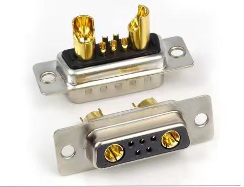 20pcs High Power 7W2 Female/Male Solder Type D-sub Pure Copper 90 degree Connector Machined Pin Full