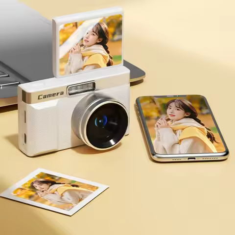 48MP Digital Camera 180° Flip HD Photography Retro Style CCD Digital Camera for Students Campus Affo