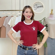 Serenes Choice Serenes Choice เสื้อยืดคอซ้อน 2 ชั้น แขนสั้น สกรีนโลโก้ Double-layered round neck shi