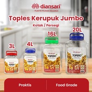 Cracker Jar 3L 4L 16L 20L Square Plastic Transparent Box Topero Square – DIANSARI