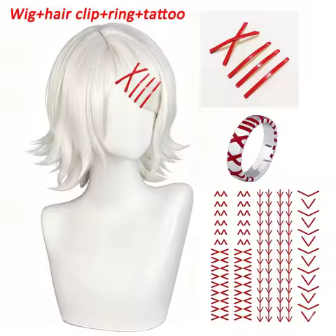 Anime Juzo Suzuya Cosplay Wig Short White Unisex Wigs Hairpins Heat Resistant Synthetic Hair Hallowe