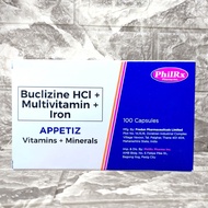APPETIZ (Buclizine HCI + IRON + Multivitamins)  100 Capsules