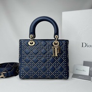 DIOR 藍金鉚釘五格黛妃包